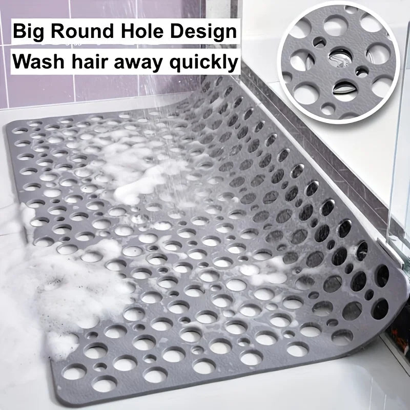 tapis bain gris clair perforations rondes drainage rapide anti dérapant moderne salle bain