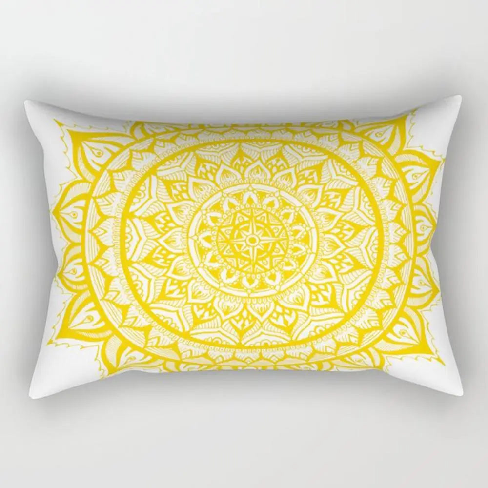 taie d'oreiller rectangulaire jaune clair motif géométrique moderne housse coussin canapé coton 30x50cm