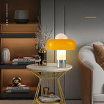 lampe table moderne orange ampoule led e14 cable électrique blanc argent mat