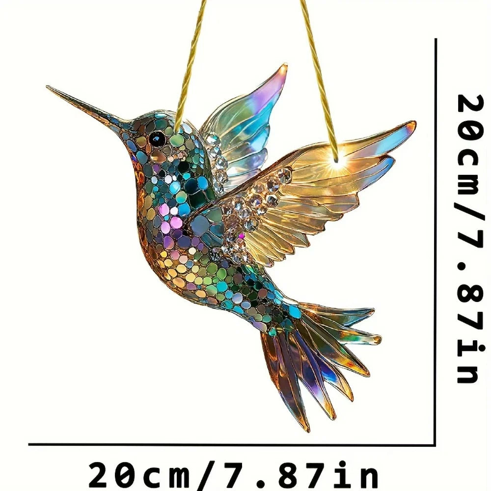 colibri suspendu mosaïque artisanale couleurs vives intérieur décoration ornement maison chambre