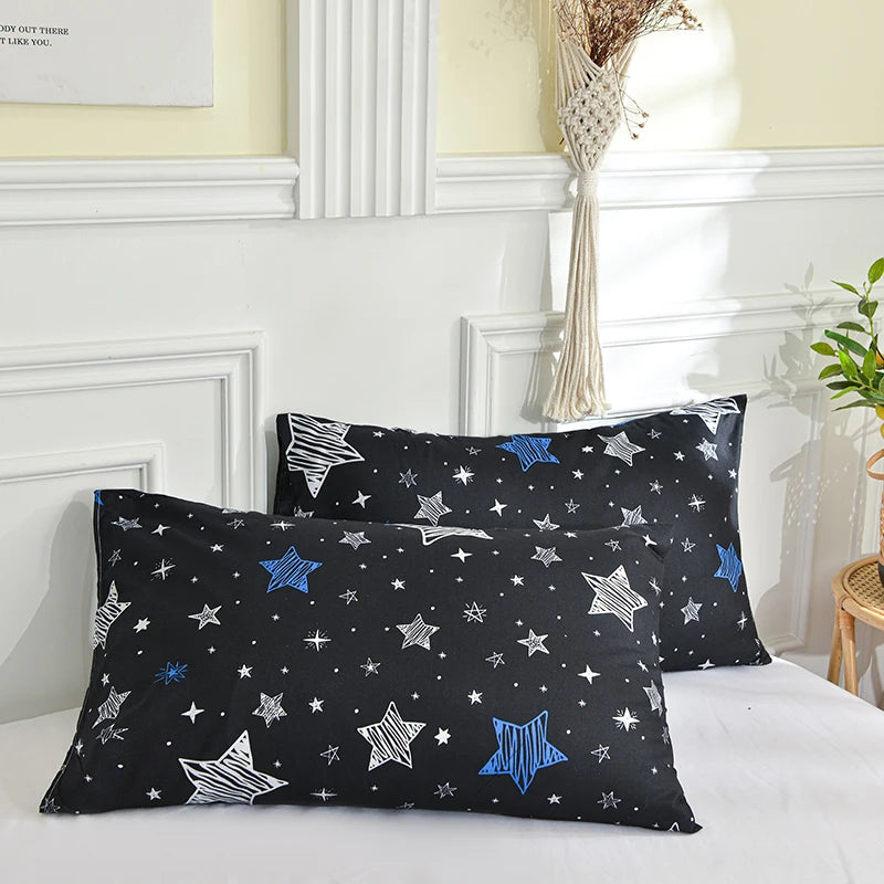lot deux taies d'oreiller rectangulaires 48x74cm housse coussin décorative motif géométrique moderne