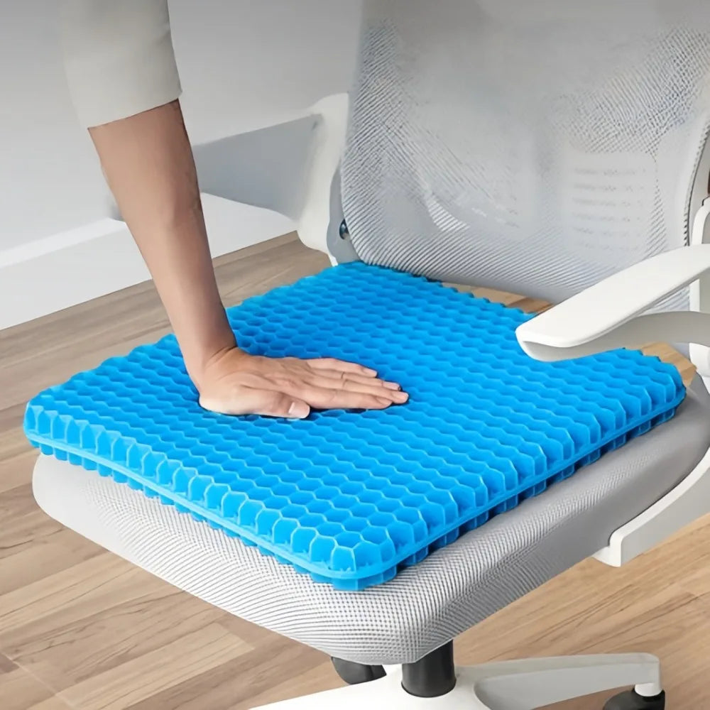 coussin siège silicone bleu motif hexagonal moderne respirant protection lombaire soulagement pression