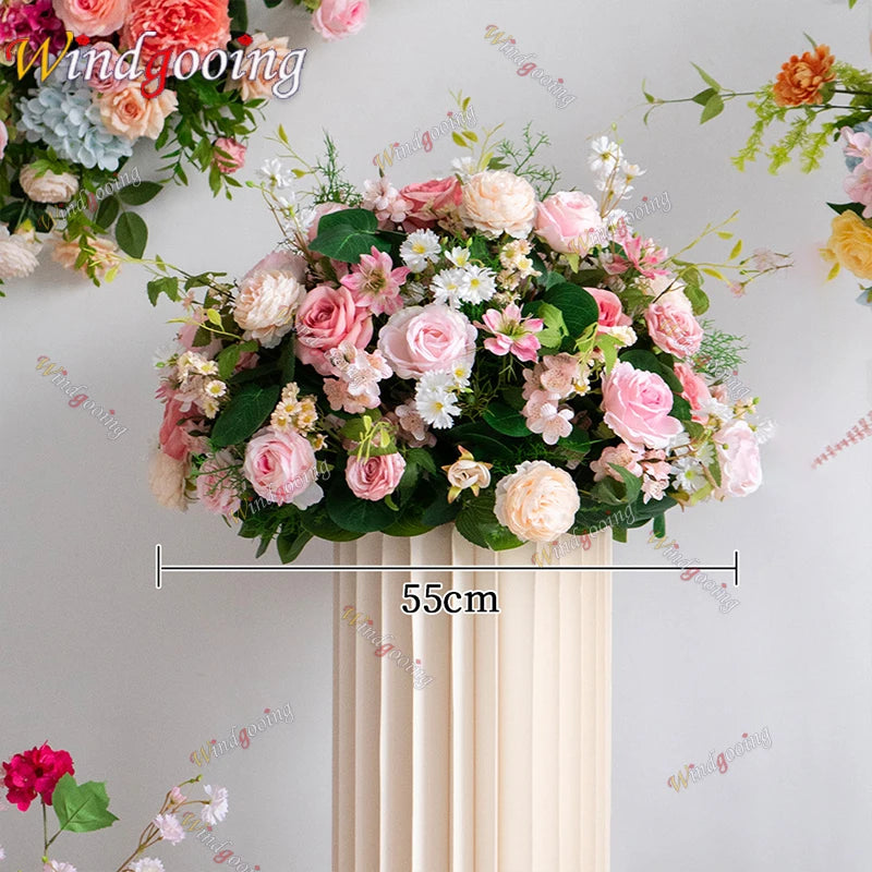 bouquets fleurs artificielles rose romantique arches intérieures décoration mariage anniversaire fêtes