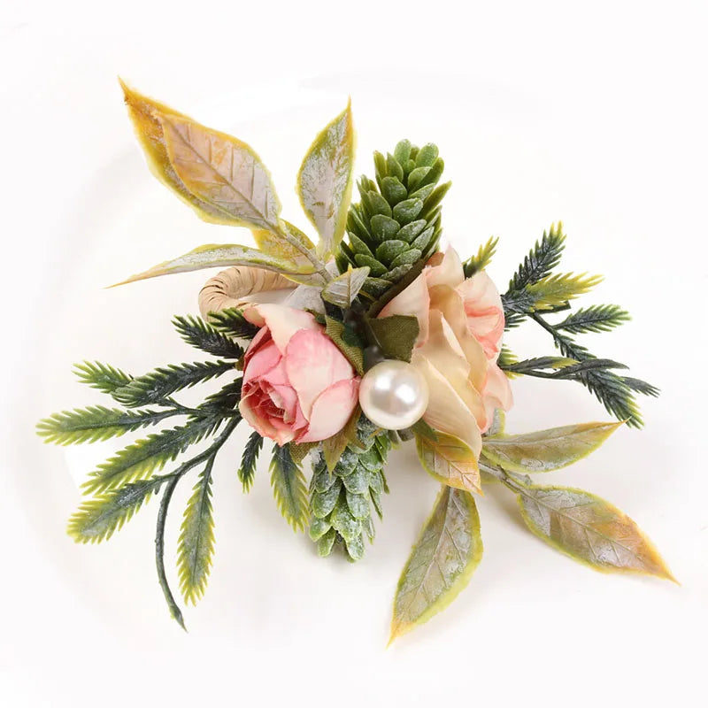 broches fleurs artificielles rose clair vert beige blanche vintage romantique anneau rotin erotique erotique