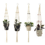 support plante suspendue macramé blanc cassé boho pot fleurs décoration balcon intérieur jardin