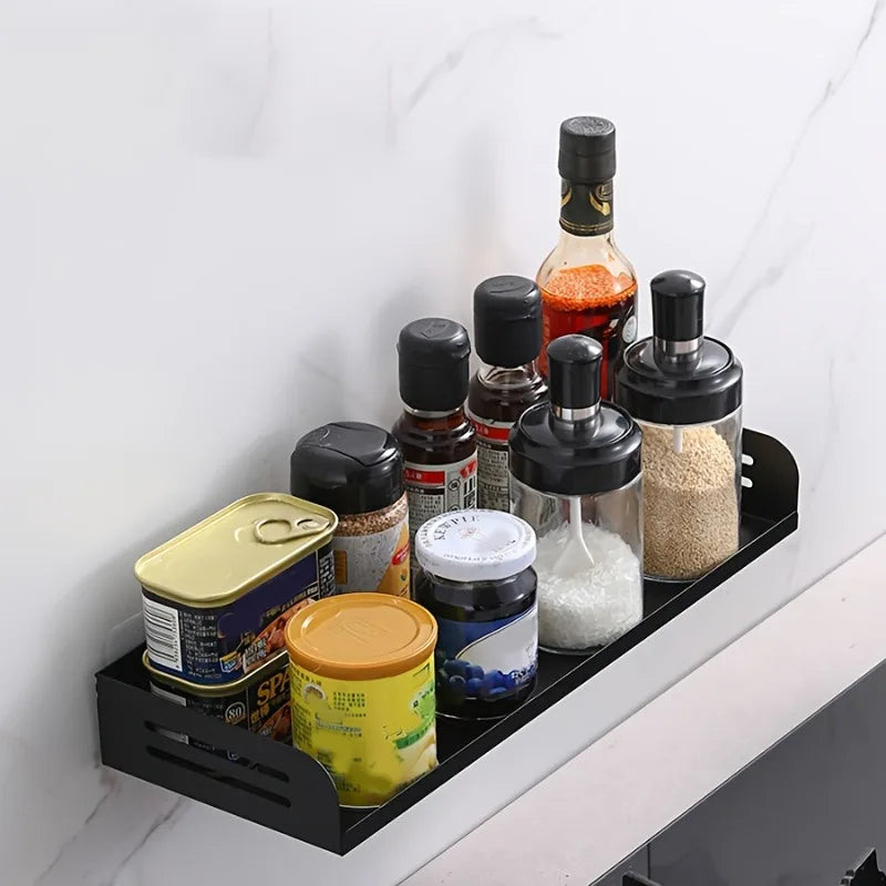étagère murale moderne adhésive rangement noir divers objets cuisine salle bain chambre salon
