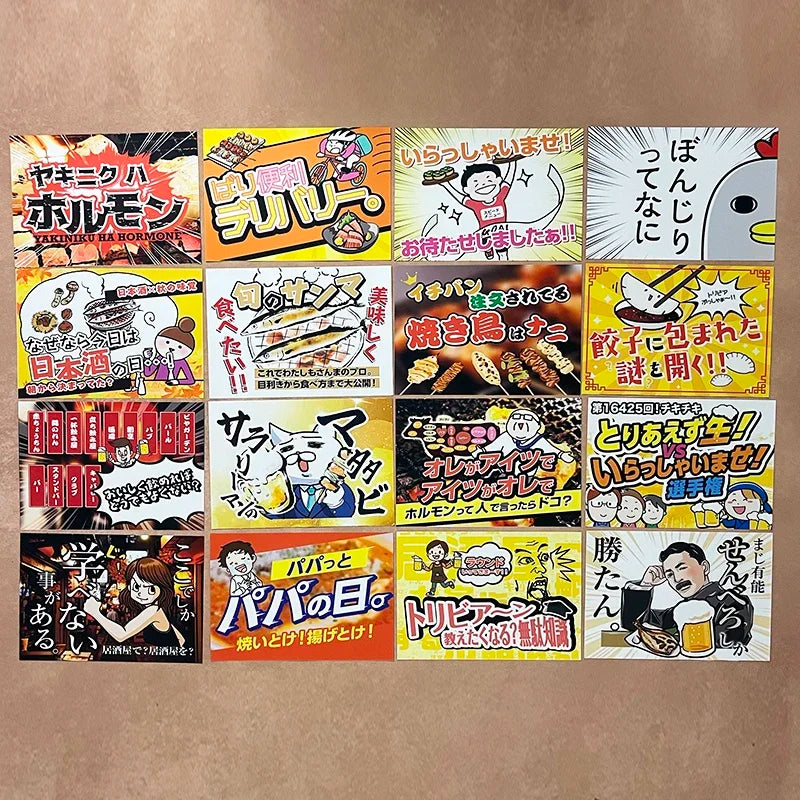décoration murale carte publicitaire dessin animé plats japonais textes japonais illustrations personnes moderne