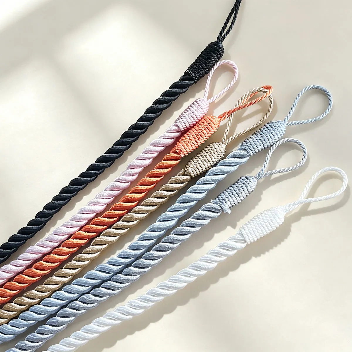 corde torsadée blanc anneaux rideaux ajustables tissés main classique minimaliste wabi sabi
