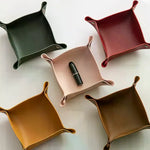 plateau rangement pliable simili cuir couleurs vert rouge beige bleu moderne minimaliste