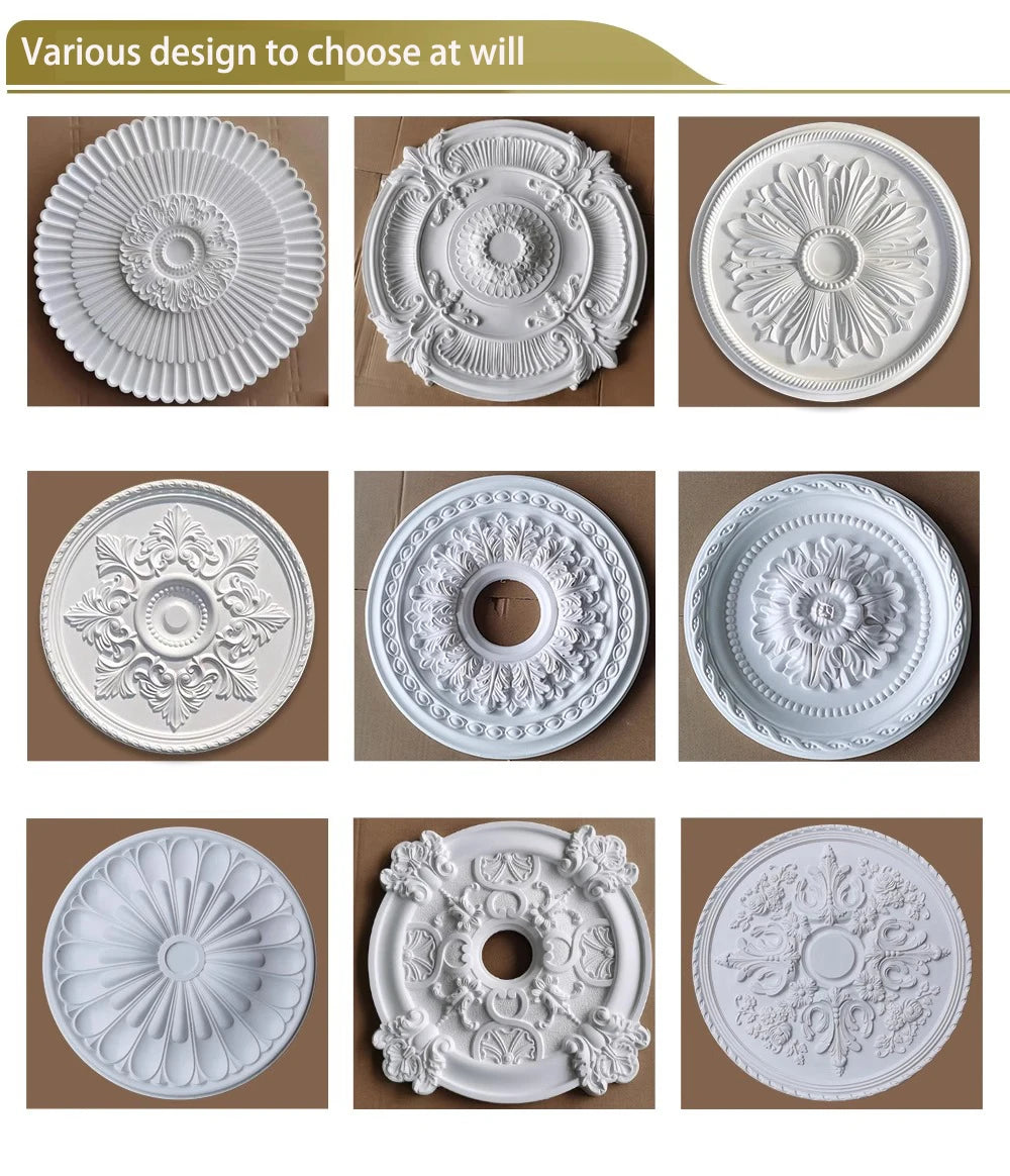 décoratif blanc ornements floraux classique 50cm diamètre 2.8cm épaisseur