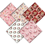 tissu coton sanrio hello kitty rose blanc motif étoiles coeurs arc ciel enfantin decorative