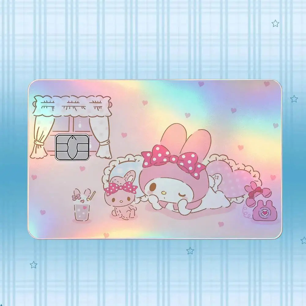 autocollant carte crédit my melody dessin animé rose violet bleu blanc