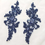 patchs tissu brodé appliques dentelle motif floral rouge bleu doré