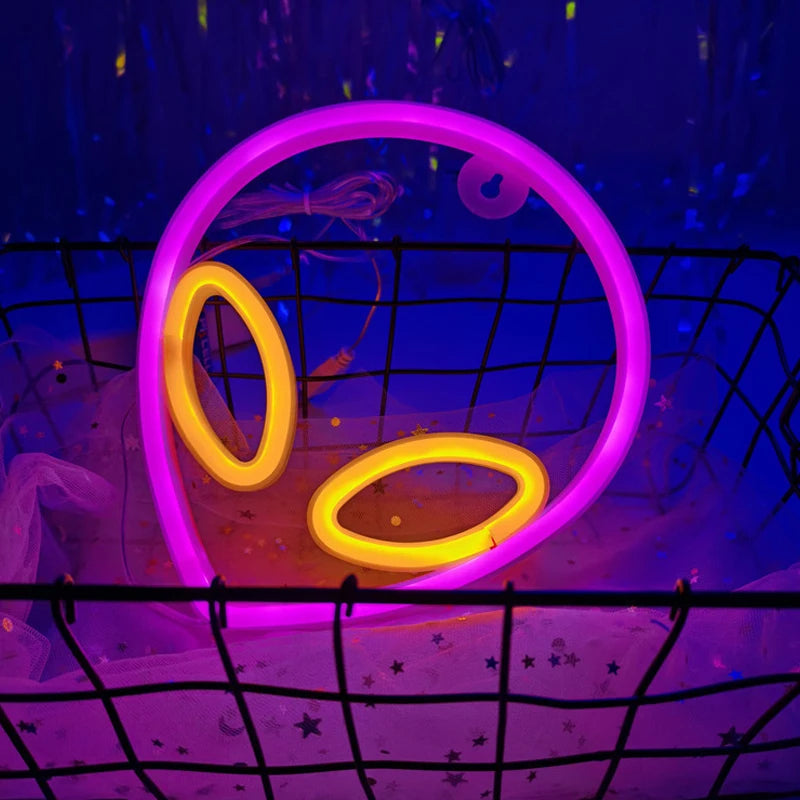 lampe led alien rose jaune bleu yeux circulaires moderne batterie cable usb intérieur