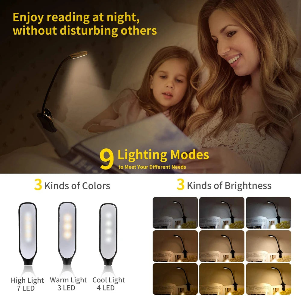 lampe led rechargeable usb flexible clipser lecture nocturne portable blanc noir