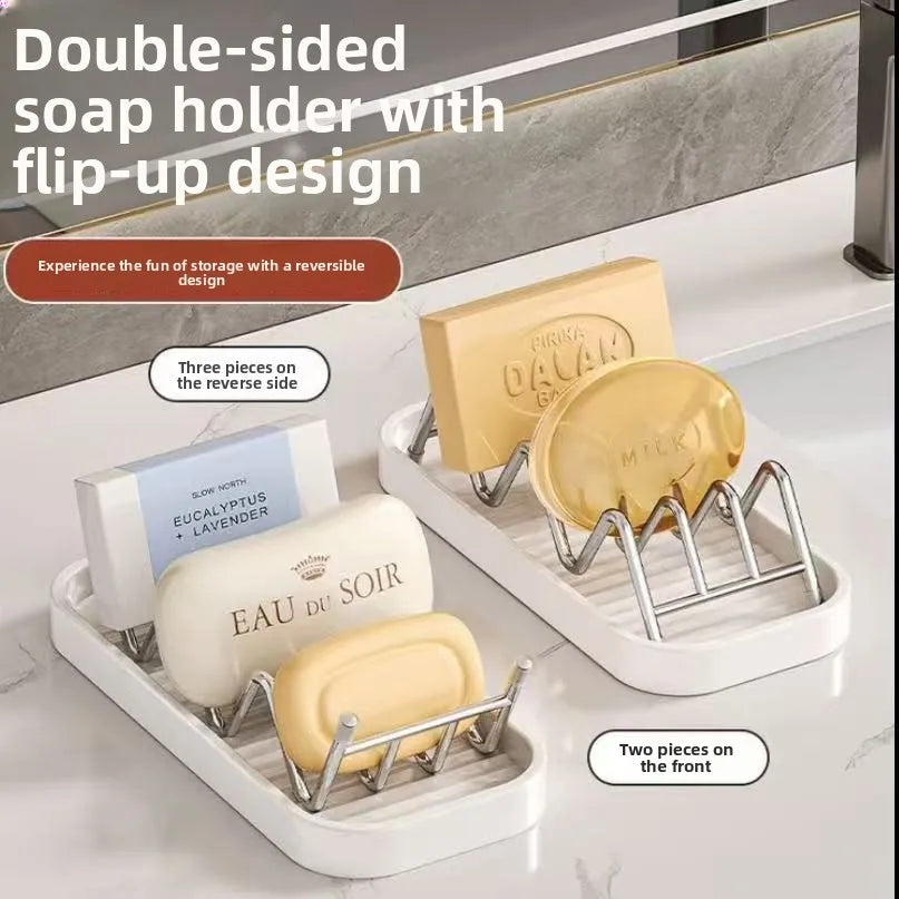 porte savon blanc moderne plat lisse egouttoir rangement eponge cuisine durable nettoyable organiser