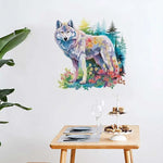 autocollant mural loup aquarelle décoration chambre enfant salon sticker animal décoratif mural artistique