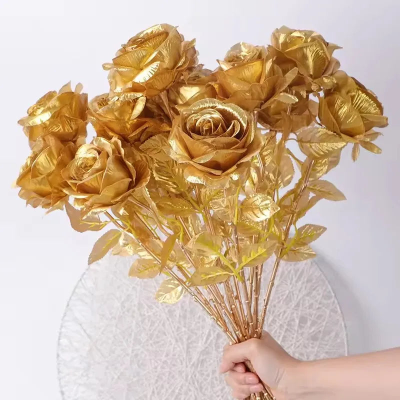 décoration intérieure rose or artificielle feuilles vertes mariage anniversaire moderne