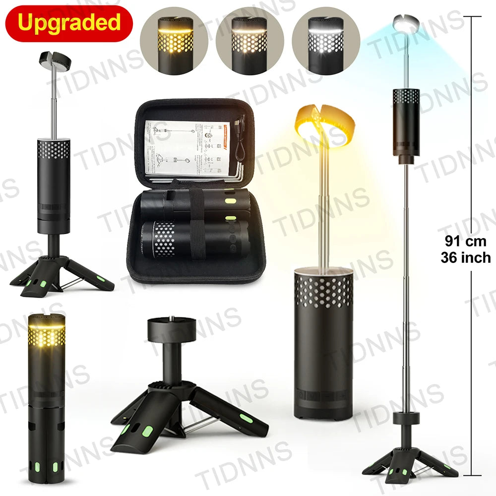 lampe poche portable rechargeable led doré gris perforée boutons noirs moderne compact trépied magnétique