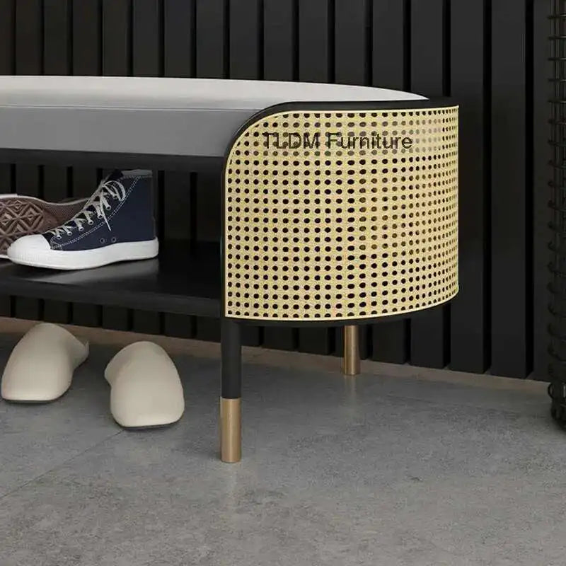 pouf contemporain banc gris tressé adhésif 120cm 140cm 160cm 43cm large 5cm haut
