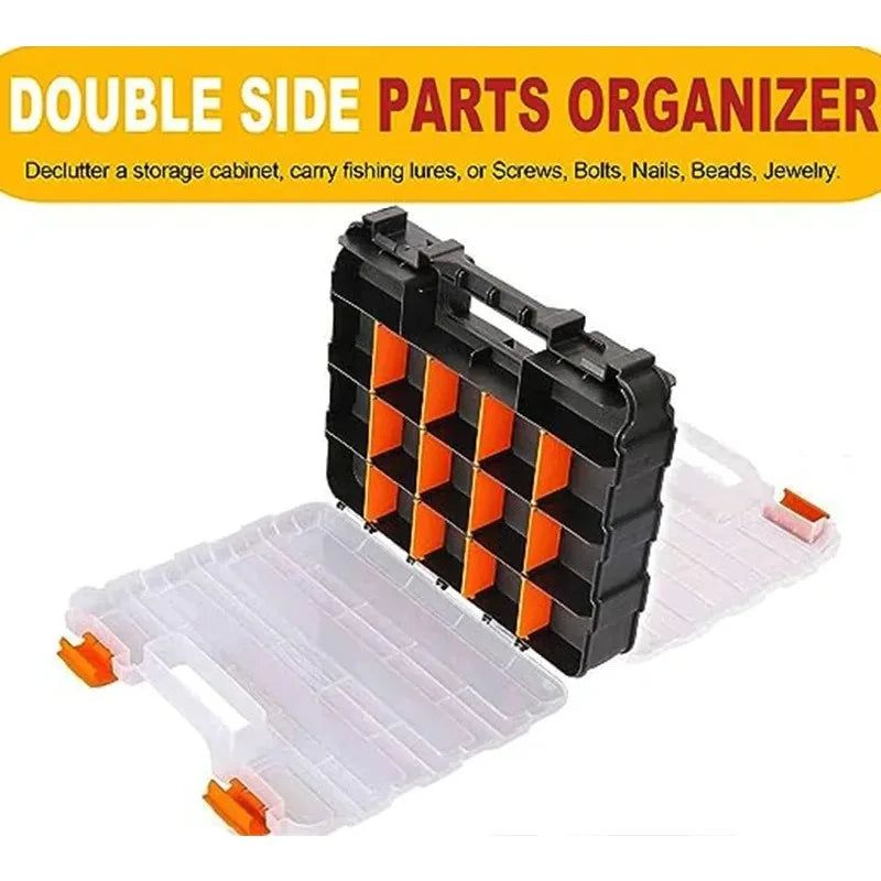 boîte rangement outils 34 compartiments amovibles transparente industrielle utilitaire plastique pvc