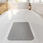 tapis bain antidérapant moderne gris clair perforations ventouses 37x68cm drainage sécurisé doux machine