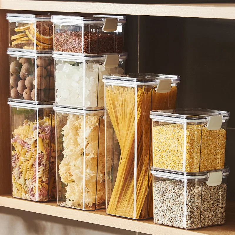 boîtes rangement alimentaire réutilisables transparentes modernes poignées noires 460ml 700ml 950ml 1300ml 1800ml