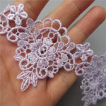 dentelle brodée polyester fleurs motif floral complexe mariage blanc rose beige