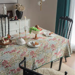 nappe table imprimée fleurs motifs floraux beige rose verte réutilisable machine toute l'année maison
