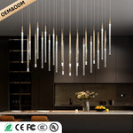 lampe suspendue moderne or cristaux transparents 80cm led 3000k chambre salon