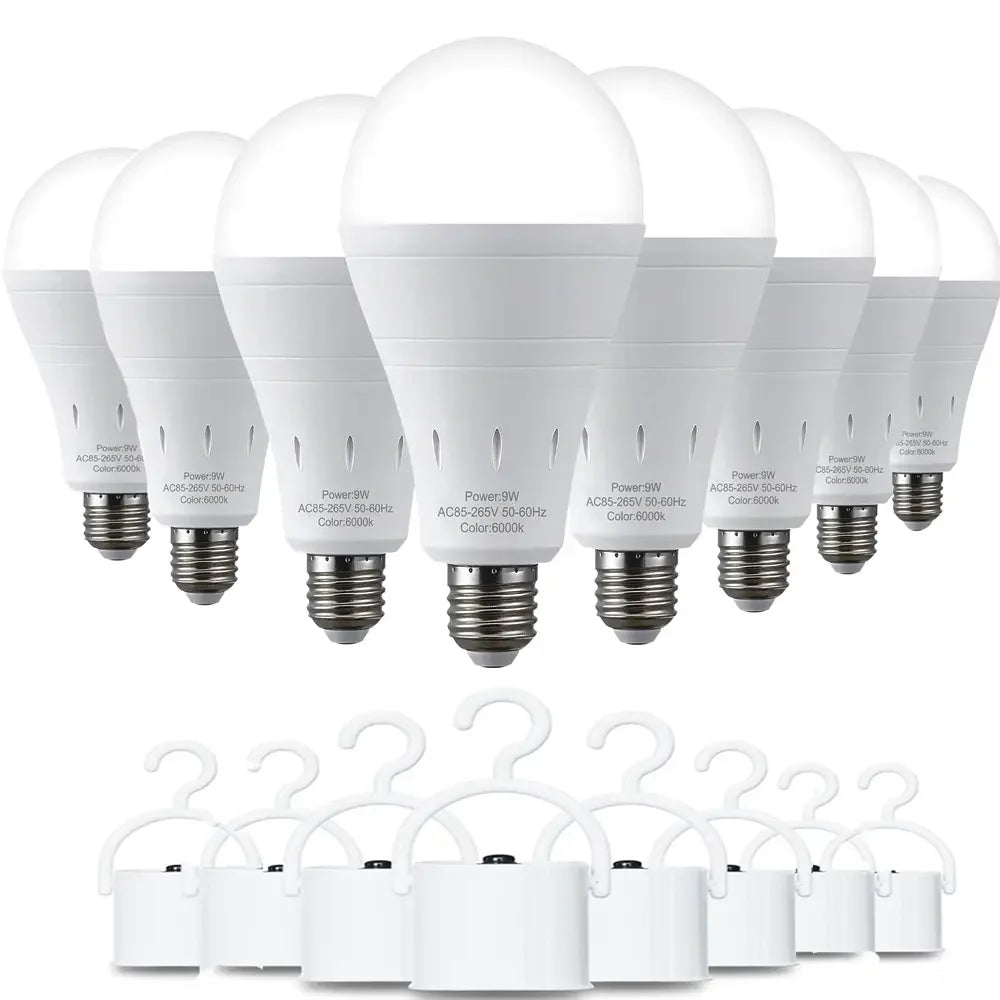 ampoules led rechargeables urgence blanc ecrou e27 batterie abs certifications rohs fcc longue durée