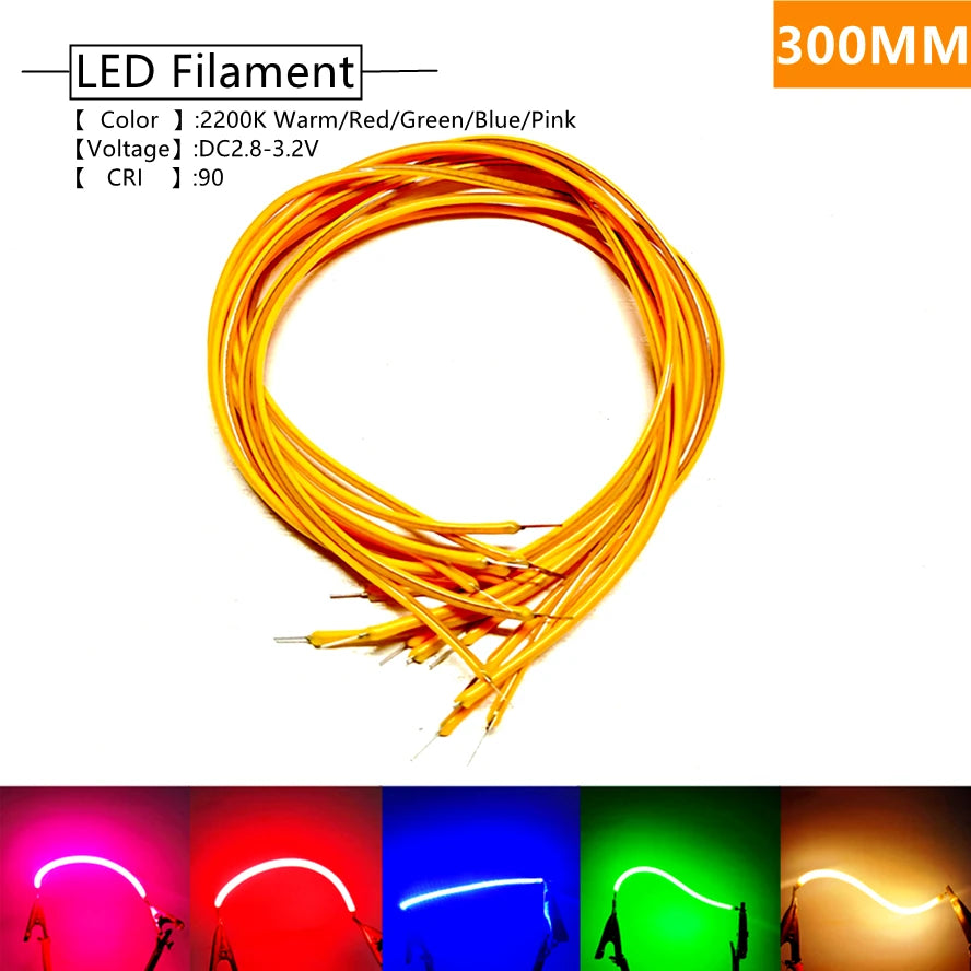 décoration lumière flexible filament led 300mm jaune moderne clips festive