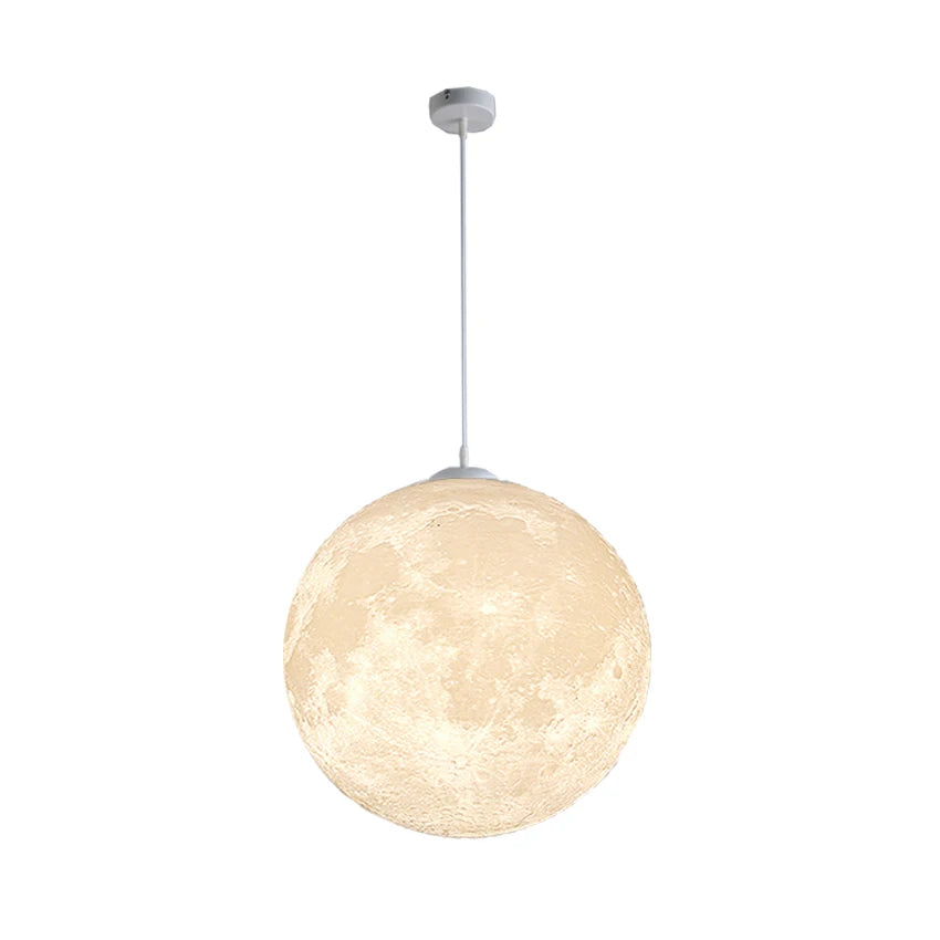 lampe suspendue moderne résine texture lunaire blanc 20cm 25cm 30cm 35cm 45cm led chambre