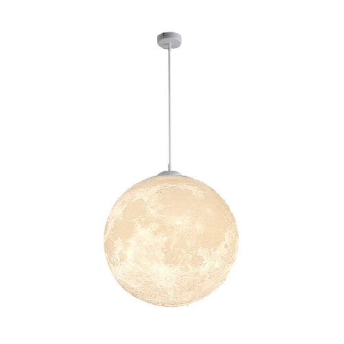 lampe suspendue moderne résine texture lunaire blanc 20cm 25cm 30cm 35cm 45cm led chambre