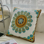 taies d'oreiller coton polyester ethnique floral brodées couleurs vives motifs géométriques coussins deco 45x45cm