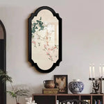 miroir mural adhésif noir fleurs papillons classique salon chambre deco
