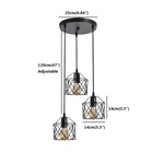 suspension industrielle moderne trois lumières abat jours métalliques noir doré adjustable