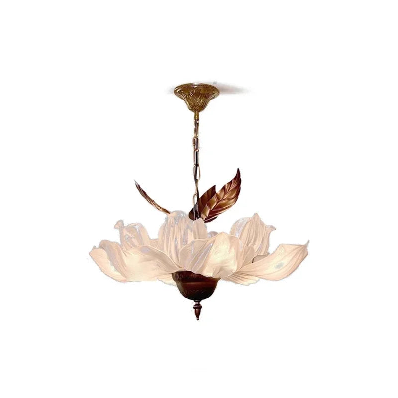 lampe suspendue blanche dorée fleurs classique salon chambre lumière led neutre chaleureuse