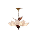lampe suspendue blanche dorée fleurs classique salon chambre lumière led neutre chaleureuse