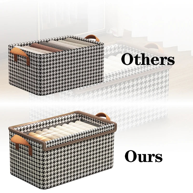 Boîte de rangement pliable en tissu non tissé noir dans un dressing
