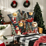 housses d'oreiller noël santa rennes arbre cadeaux lune flocons polyester fermeture éclair machine 45cm