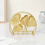 porte serviettes moderne élégant feuilles gingko dorées clips salle manger décoration
