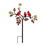sculpture jardin moderne motifs fleurs insectes stylisés rouge noir vert blancextérieur decoration amusante fait