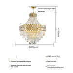 lustre cristal doré transparent classique encastrée led h71cm d60cm
