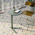 table d'appoint moderne table ronde acier inoxydable verre transparent minimaliste décoration maison plateau 48cm