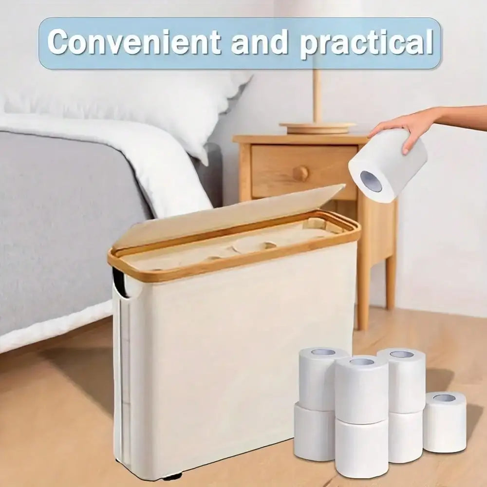 boîte papier toilette bambou noir moderne pratique grande capacité chambre salon