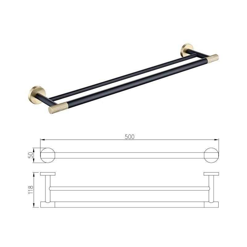 porte serviettes mural double acier inoxydable noir argenté doré moderne électroplaqué fixations serviettes