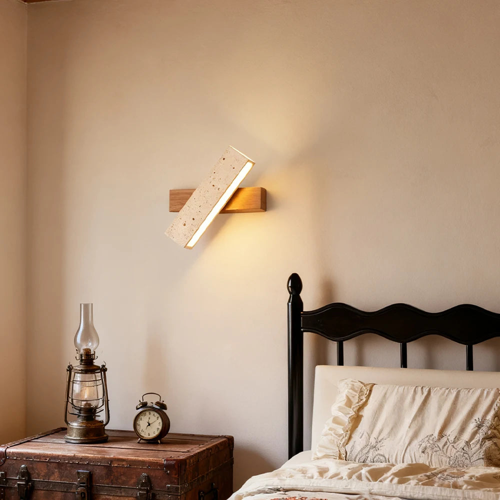 lampe murale moderne bois applique LED éclairage salle manger 10 15m² beige clair texture