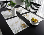 Set de table moderne rouge marbre blanc or