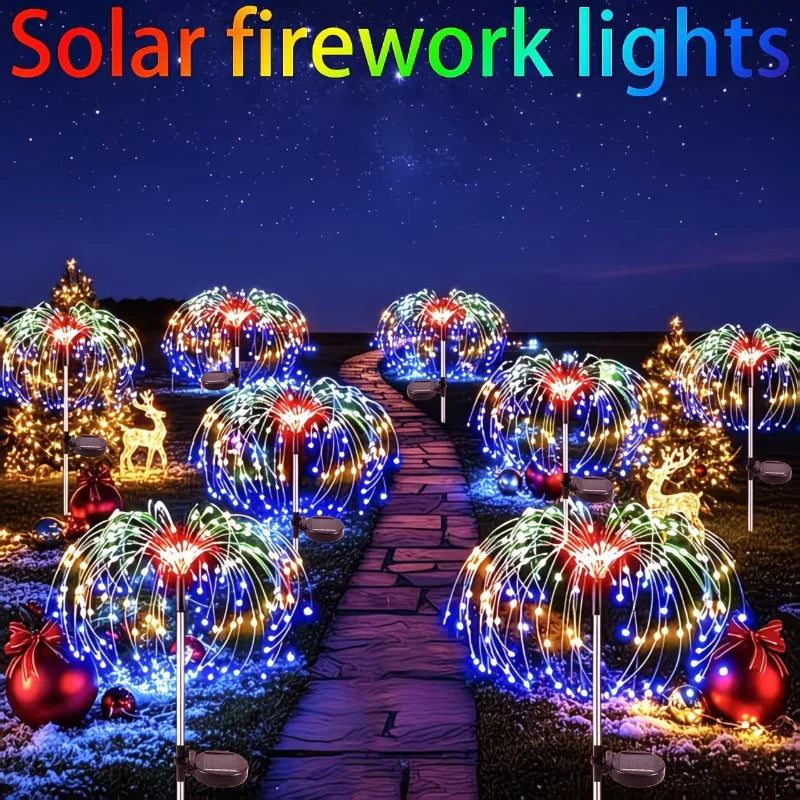 lumières solaires feu d'artifice multicolores moderne extérieures ip65 led fixations piquets jardin terrasse